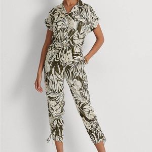 Lauren Ralph Lauren palm leaf print silky Twill jumpsuit